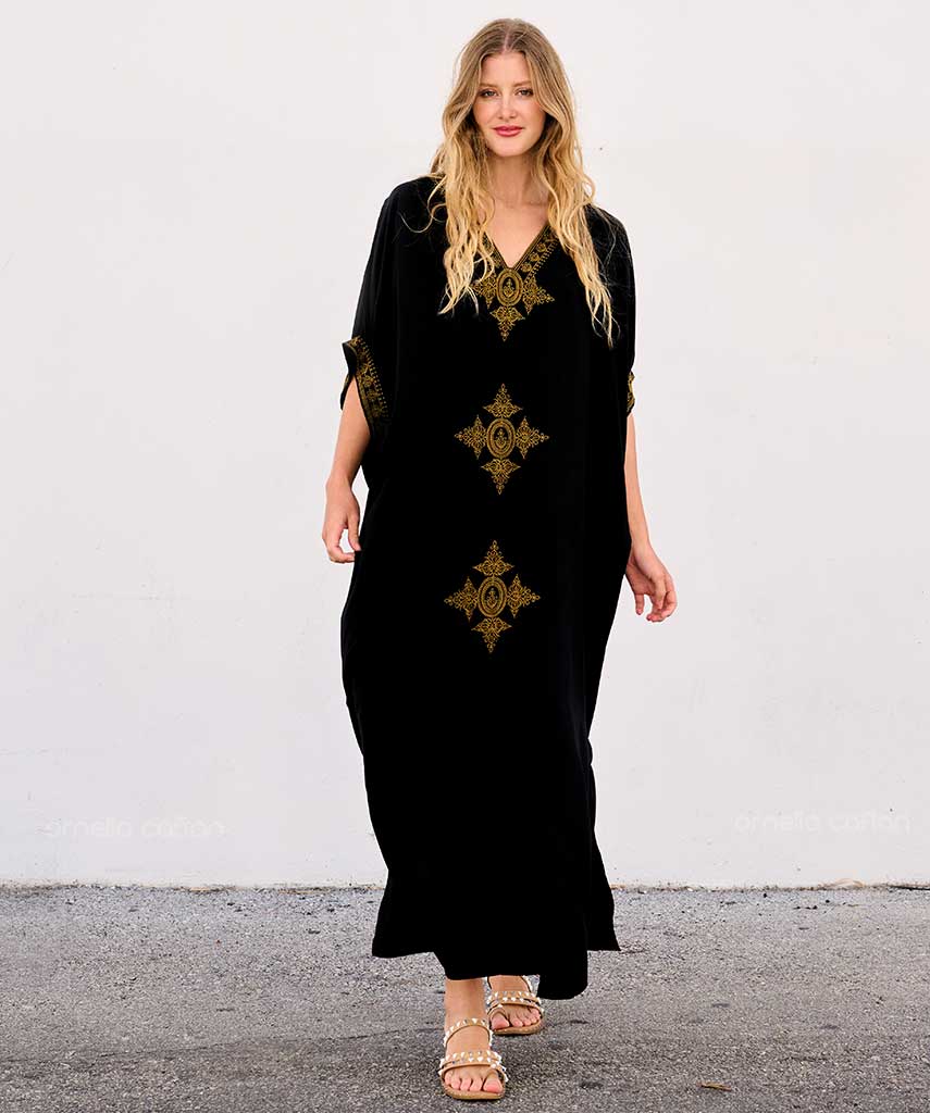Kaftan Sienna Nour - Preto Bordado