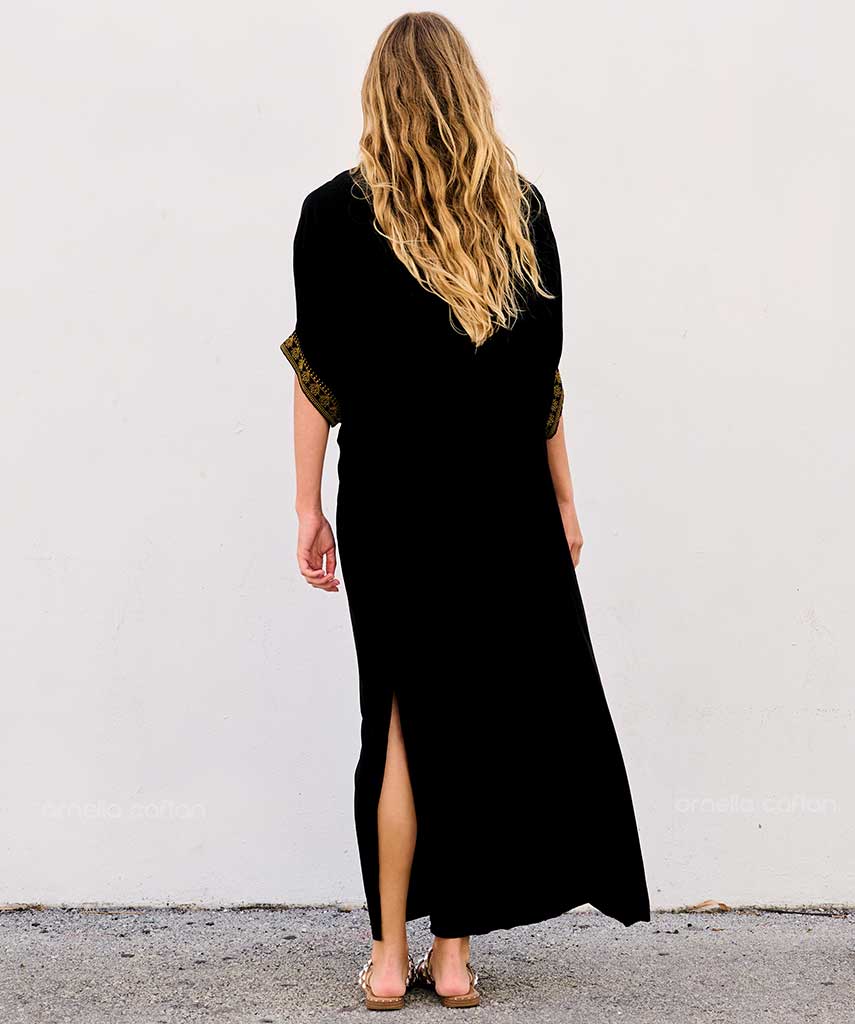 Kaftan Sienna Nour - Preto Bordado