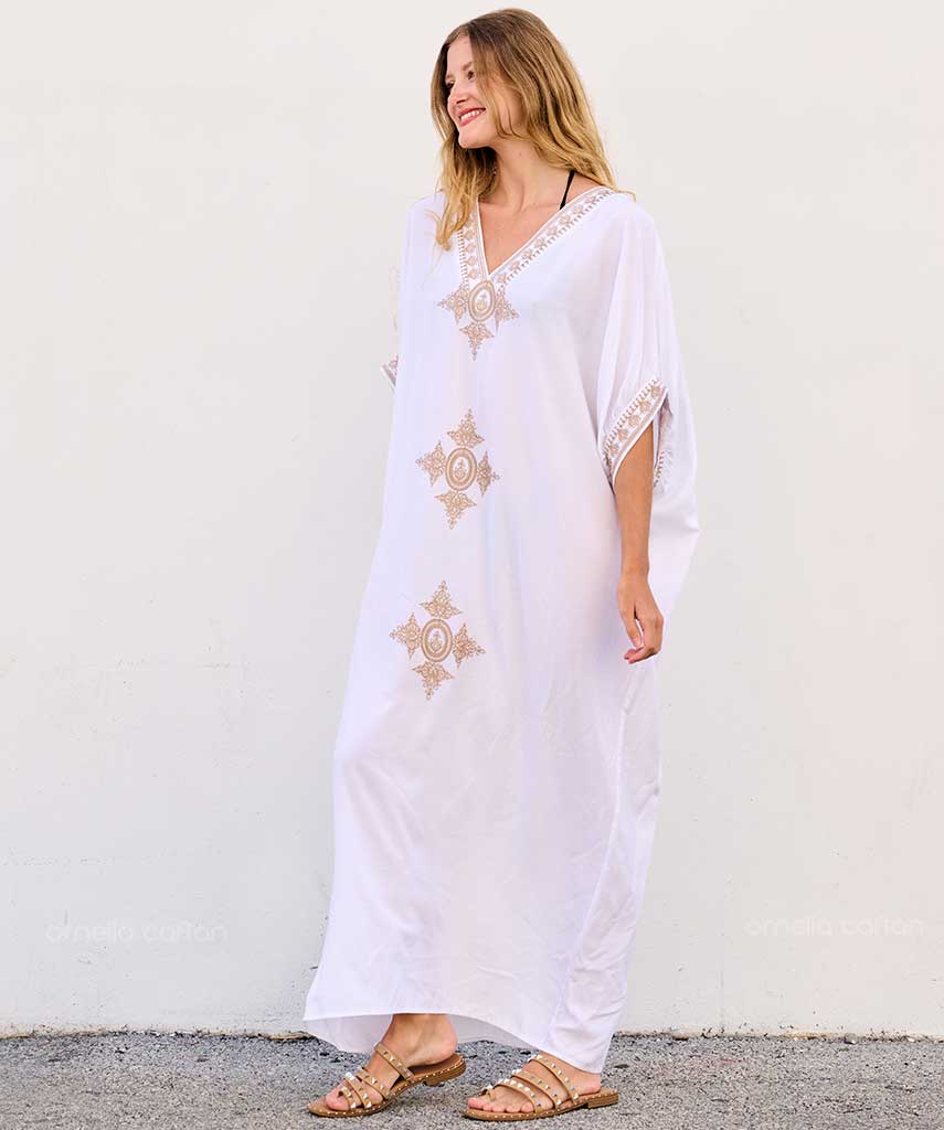 Kaftan Sienna Nour - Branco Bordado