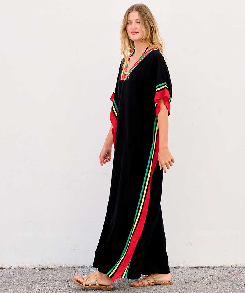 Kaftan Sienna Nour - Preto Tricolor