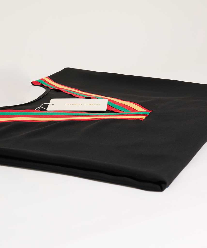 Kaftan Sienna Nour - Preto Tricolor