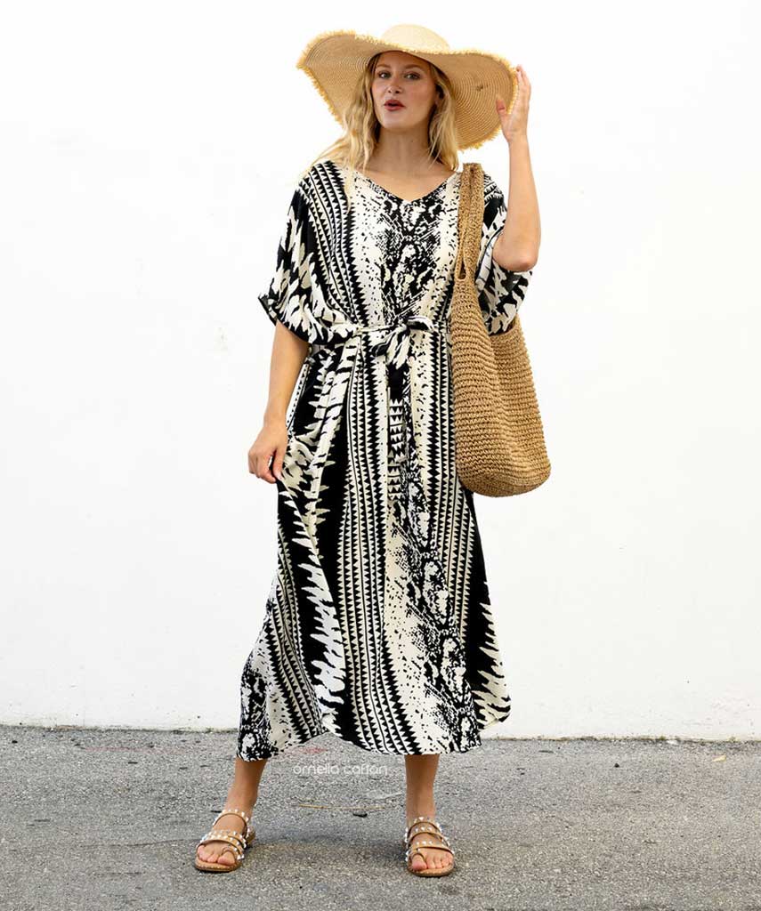 Kaftan Sienna Zuri - Geométrico Preto