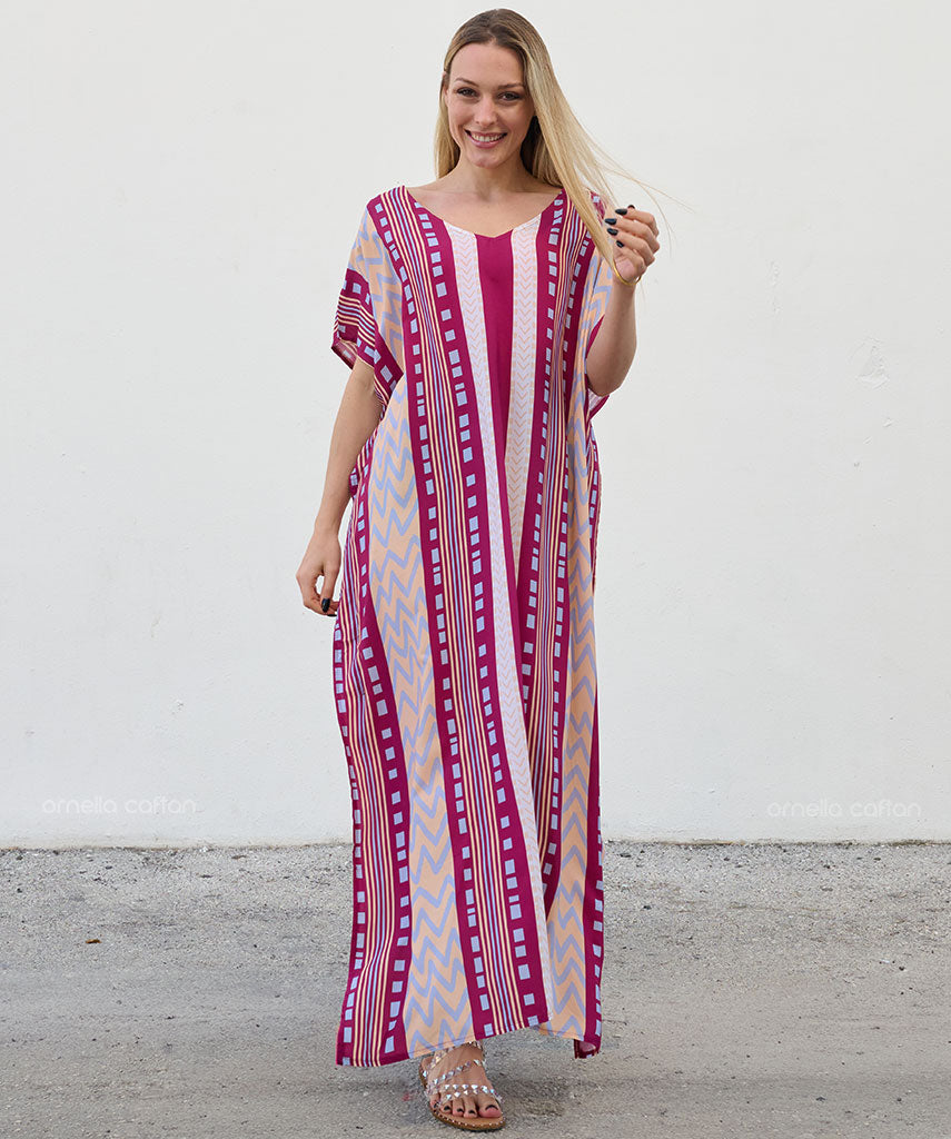Kaftan Sienna Zuri - Listrado Magenta