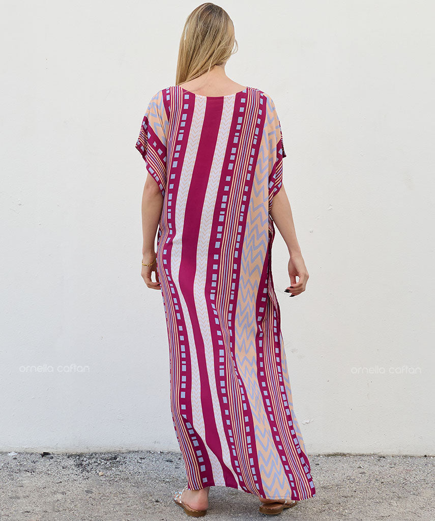 Kaftan Sienna Zuri - Listrado Magenta