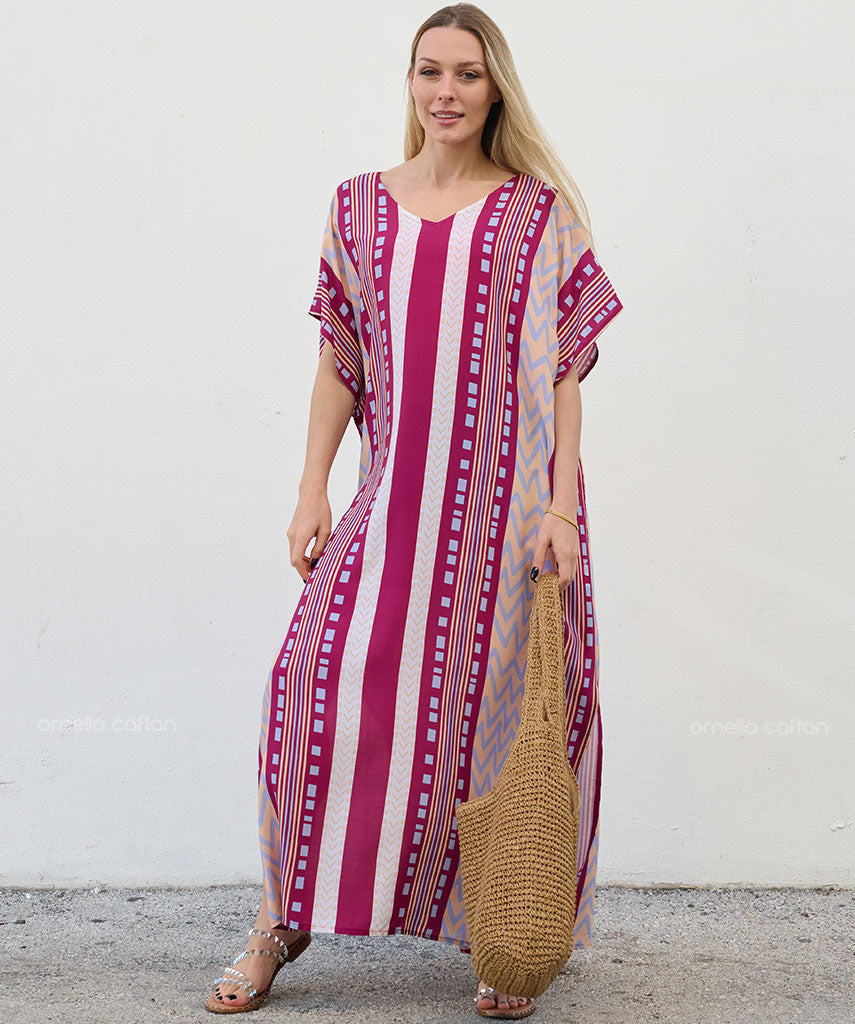 Kaftan Sienna Zuri - Listrado Magenta