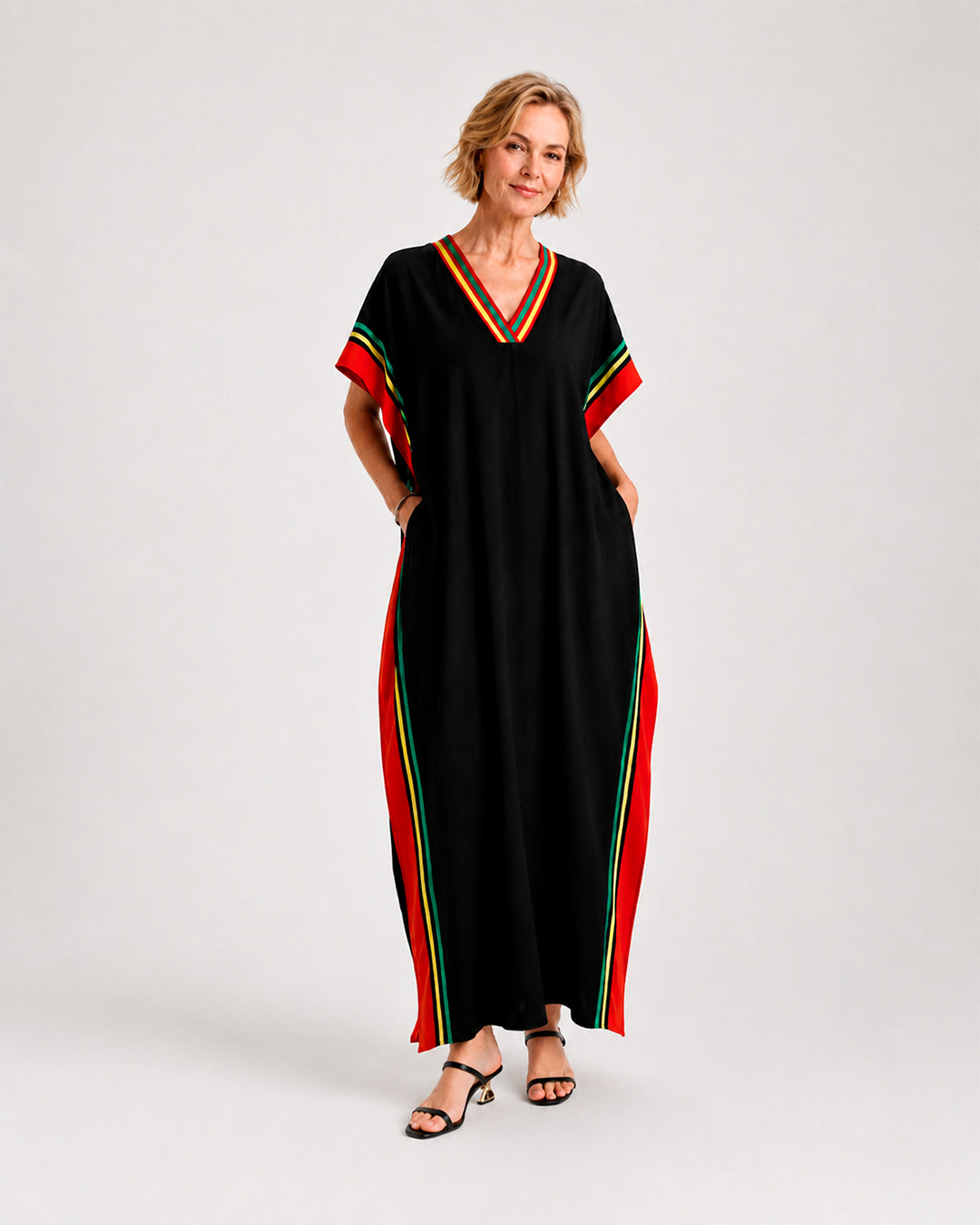 Kaftan Sienna Nour - Preto Tricolor