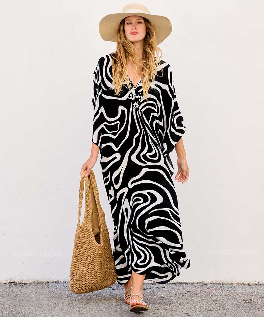 Kaftan Sienna Zuri - Abstrato P&B