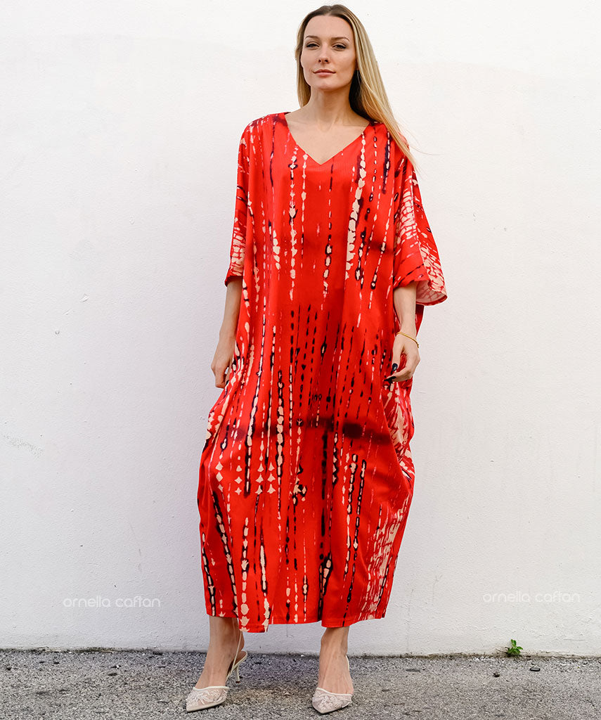 Kaftan Sienna Bali - Vermelho Estampado