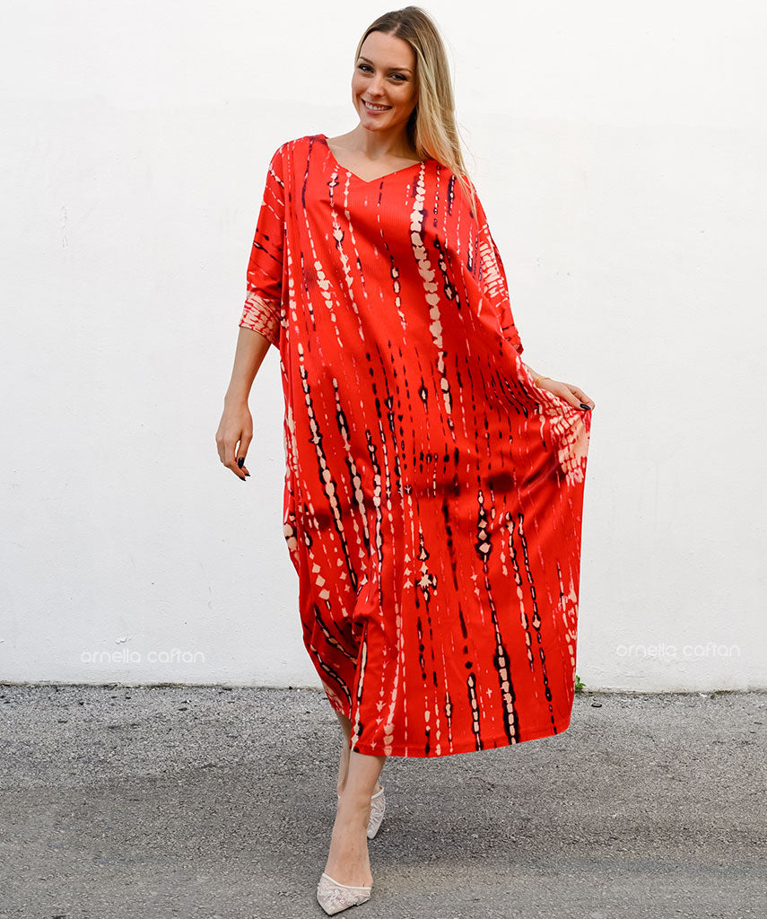 Kaftan Sienna Bali - Vermelho Estampado