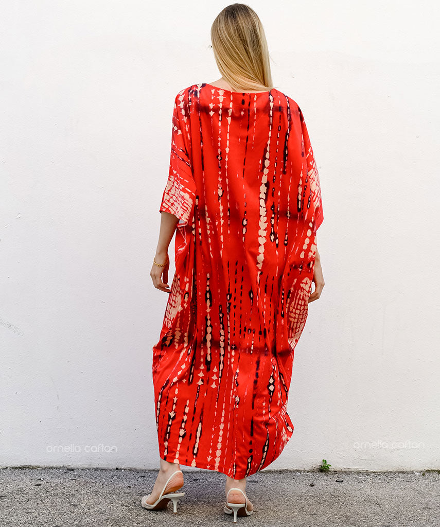 Kaftan Sienna Bali - Vermelho Estampado