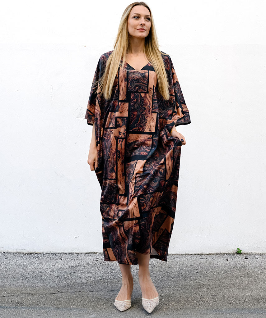 Kaftan Sienna Zuri - Terracota Geométrico