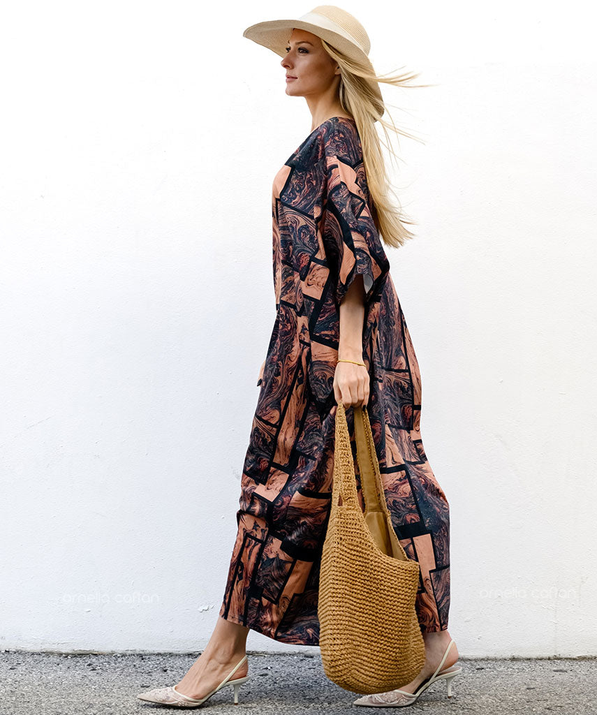 Kaftan Sienna Zuri - Terracota Geométrico