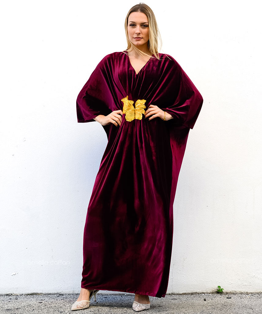 Kaftan Sienna Nour - Vinho Acetinado