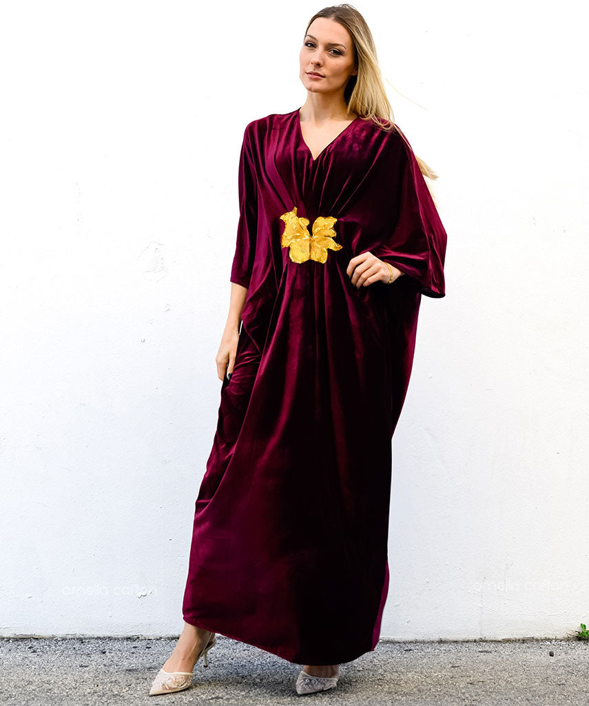 Kaftan Sienna Nour - Vinho Acetinado