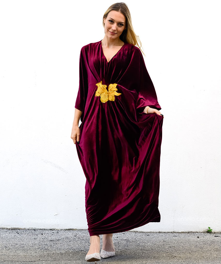Kaftan Sienna Nour - Vinho Acetinado