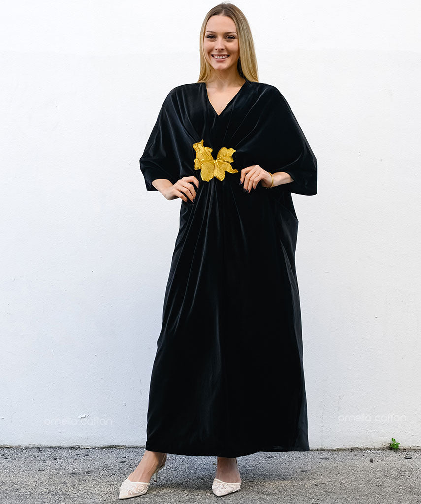 Kaftan Sienna Nour - Preto Acetinado