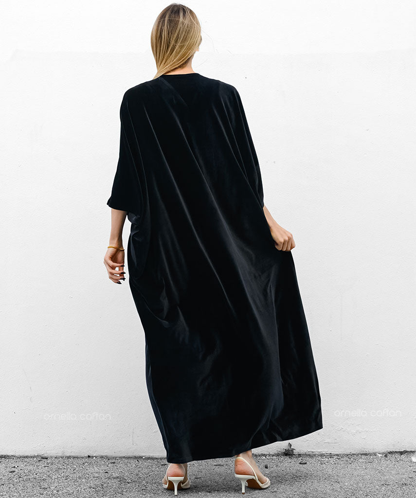 Kaftan Sienna Nour - Preto Acetinado