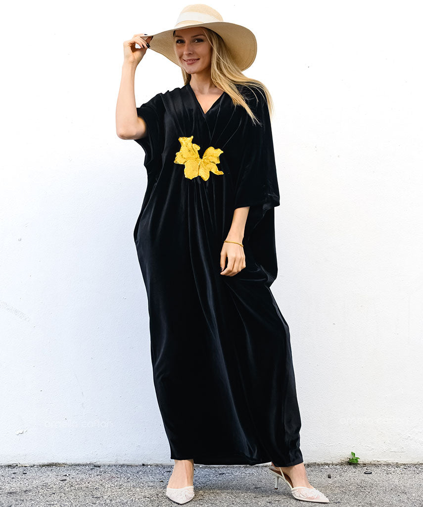 Kaftan Sienna Nour - Preto Acetinado