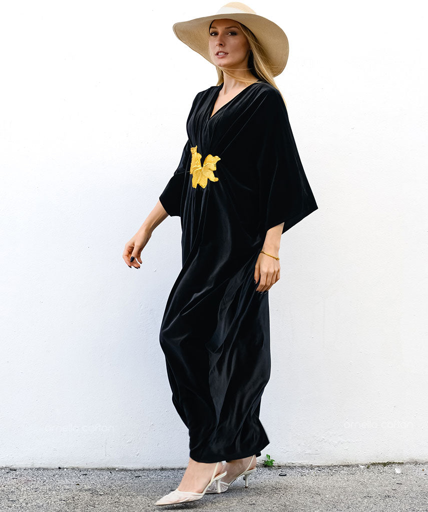 Kaftan Sienna Nour - Preto Acetinado