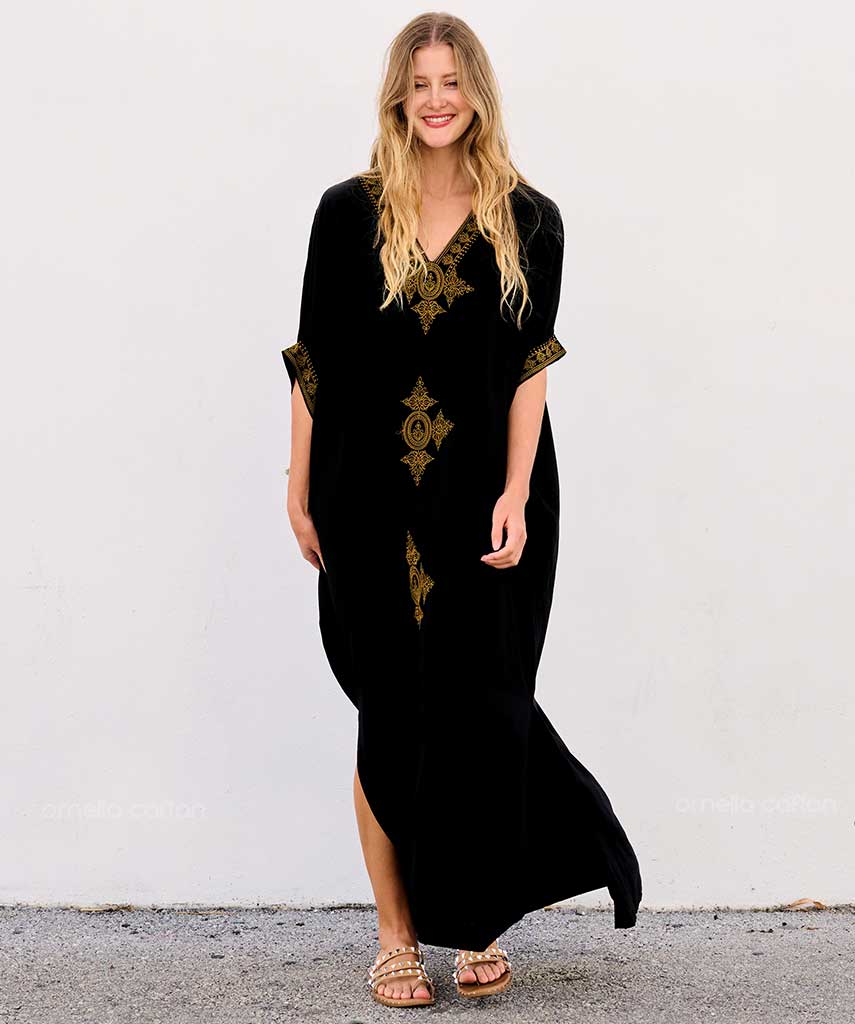 Kaftan Sienna Nour - Preto Bordado