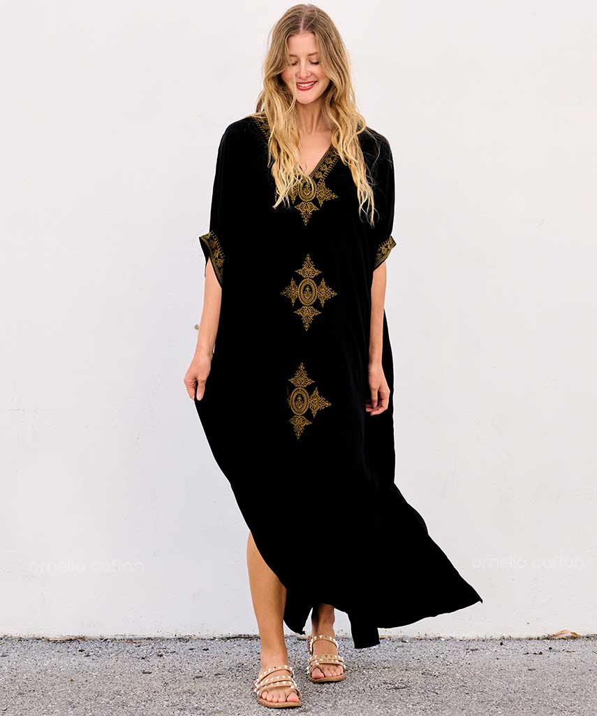 Kaftan Sienna Nour - Preto Bordado
