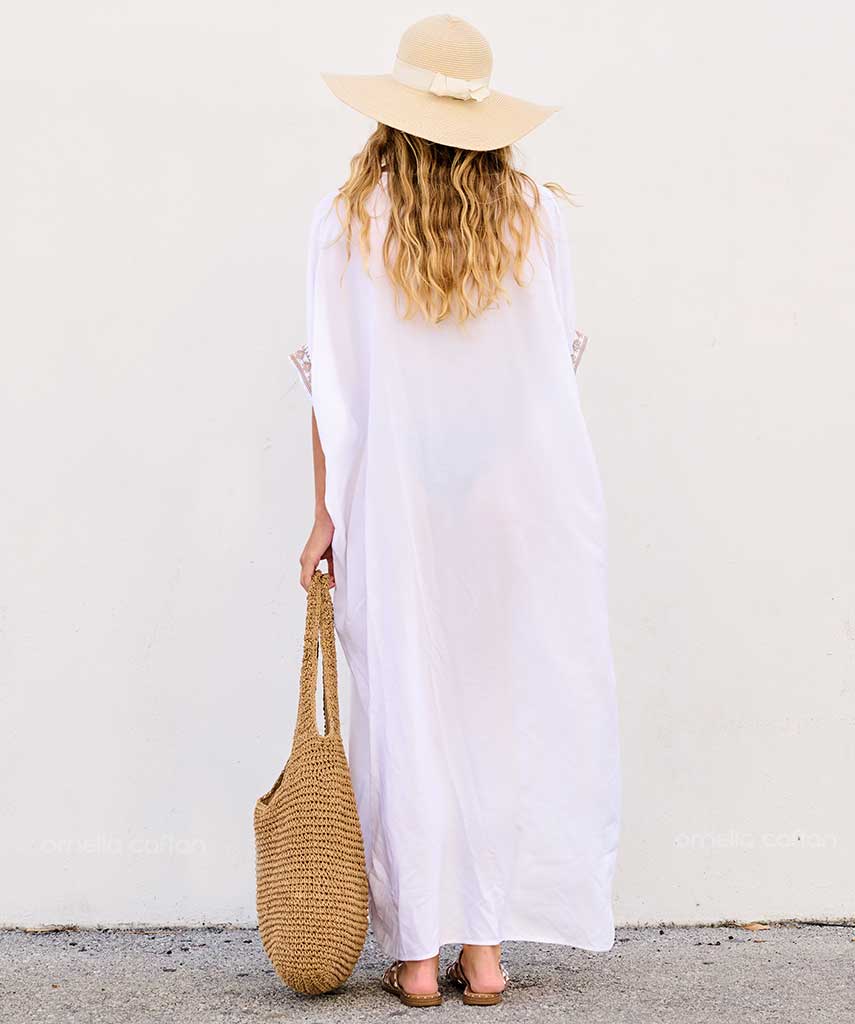 Kaftan Sienna Nour - Branco Bordado