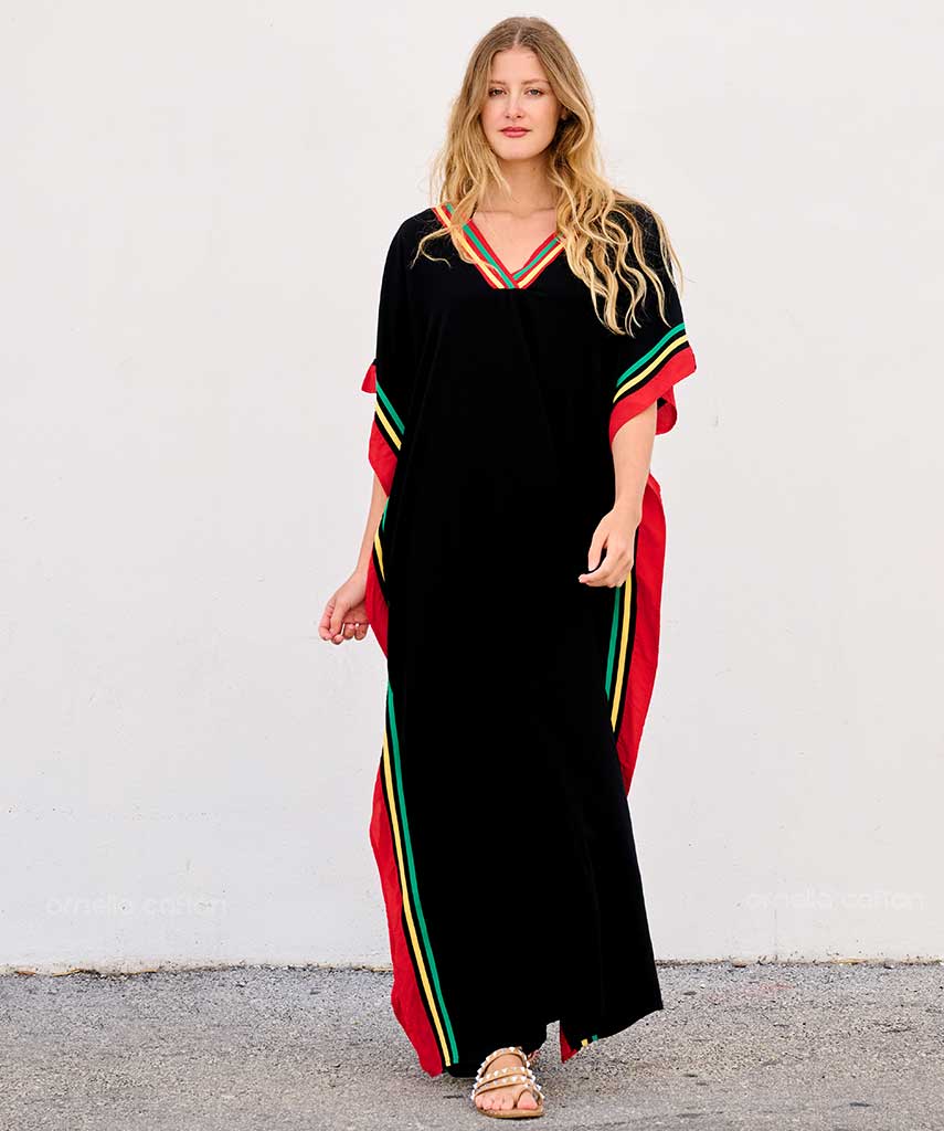 Kaftan Sienna Nour - Preto Tricolor