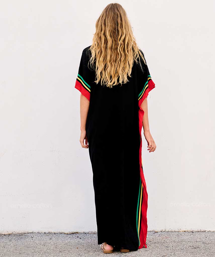 Kaftan Sienna Nour - Preto Tricolor