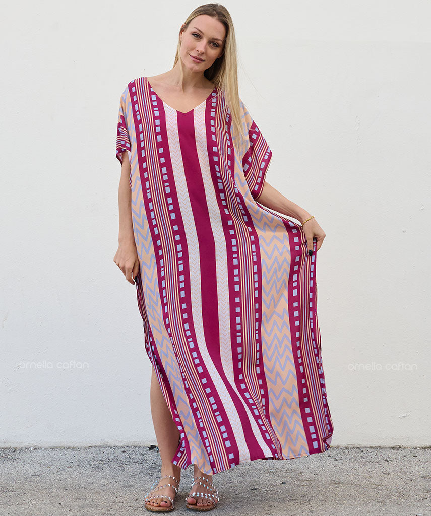 Kaftan Sienna Zuri - Listrado Magenta