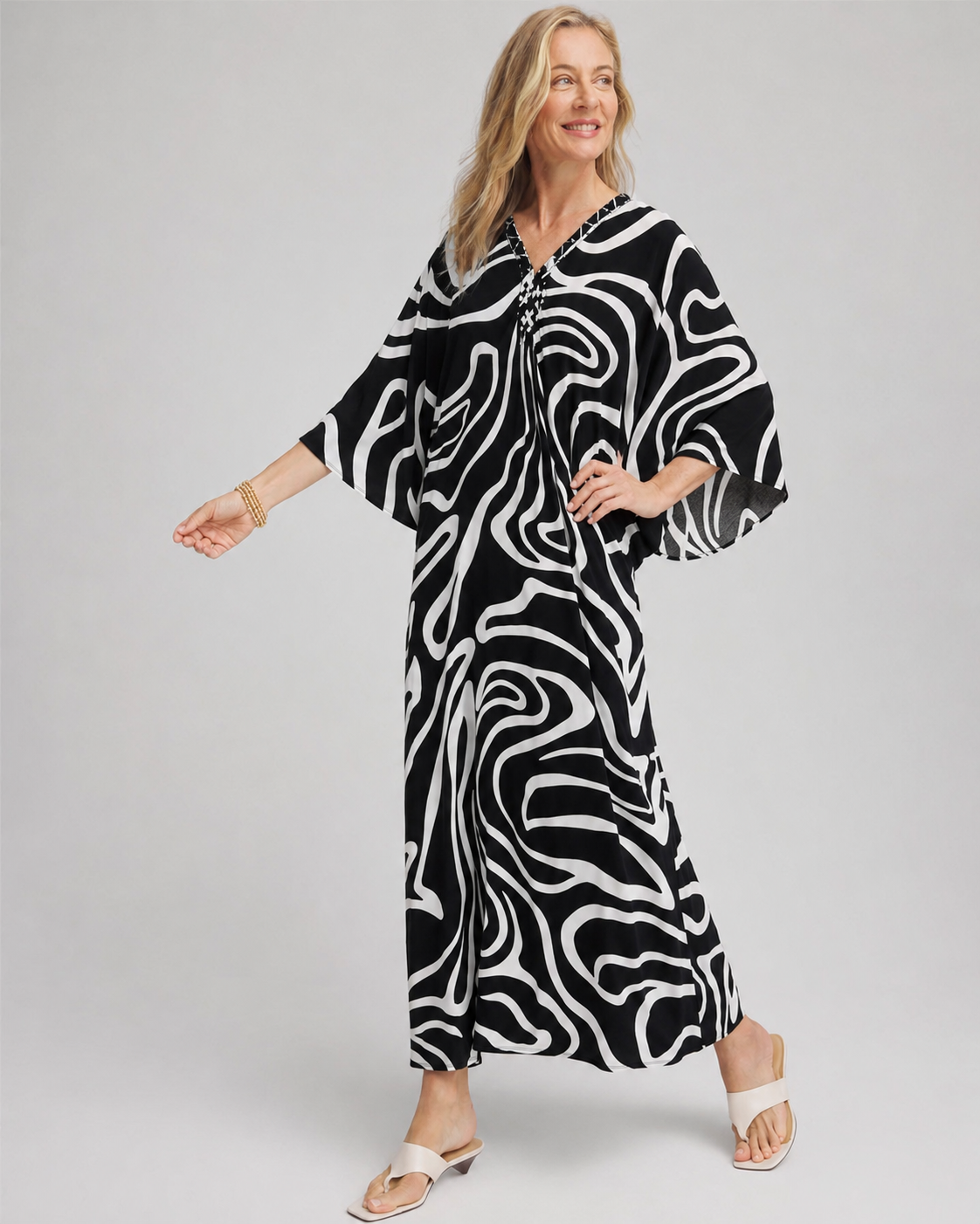 Kaftan Sienna Zuri - Abstrato P&B