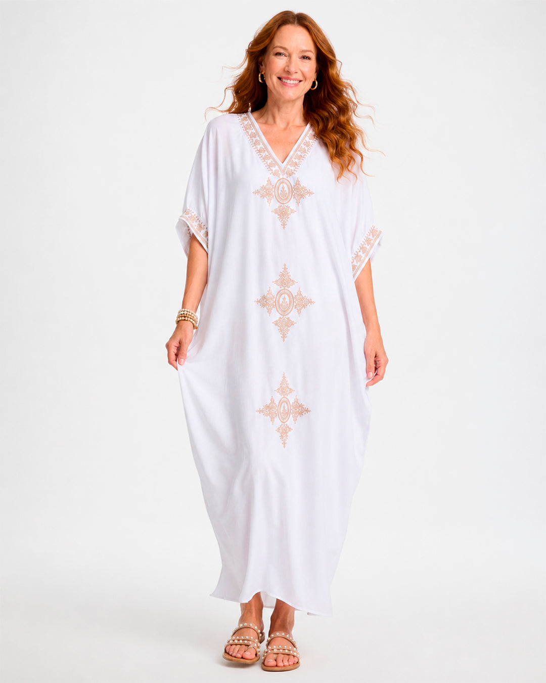 Kaftan Sienna Nour - Branco Bordado