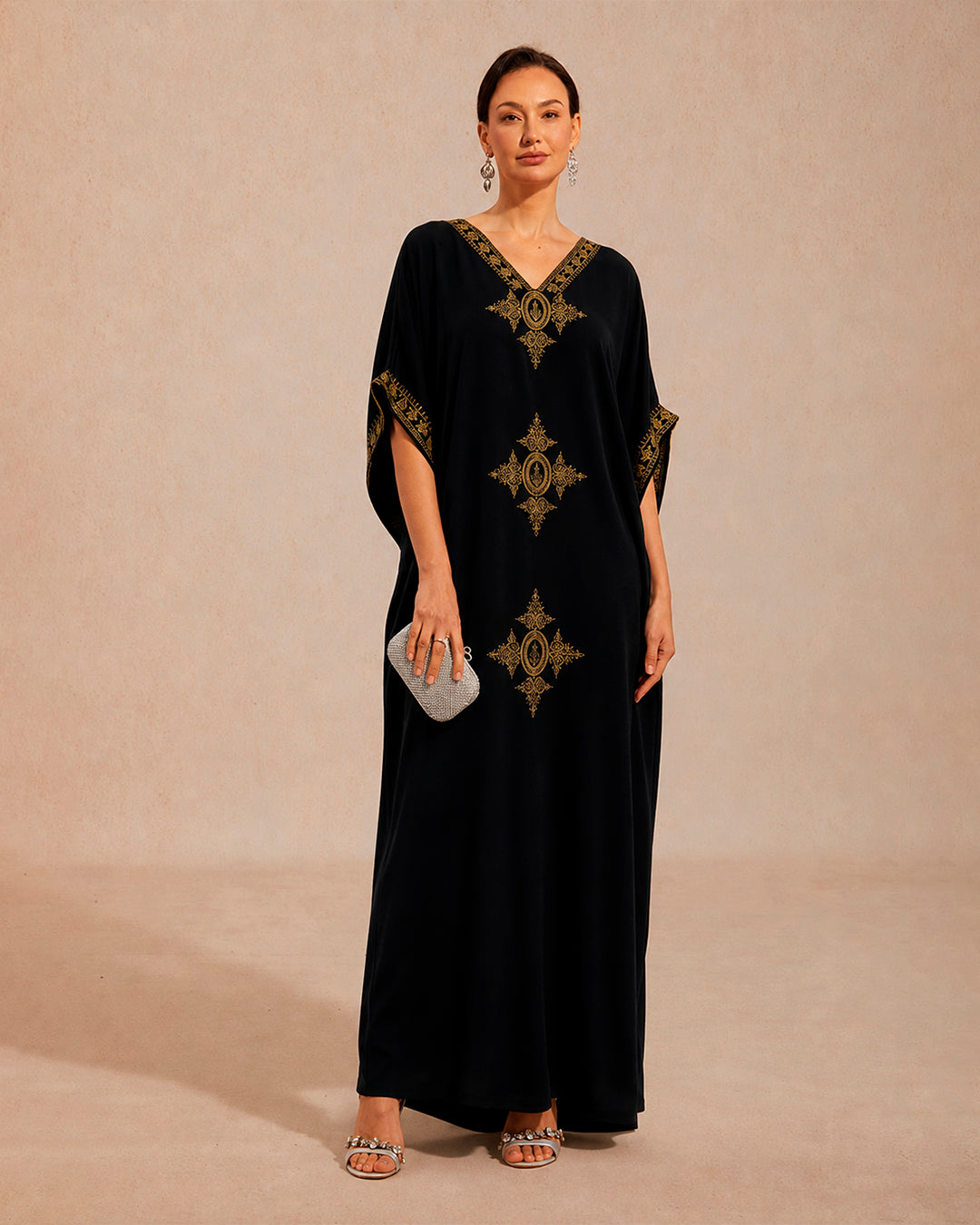 Kaftan Sienna Nour - Preto Bordado