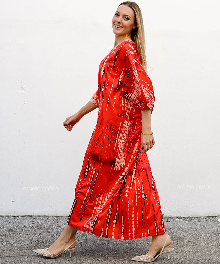 Kaftan Sienna Bali - Vermelho Estampado