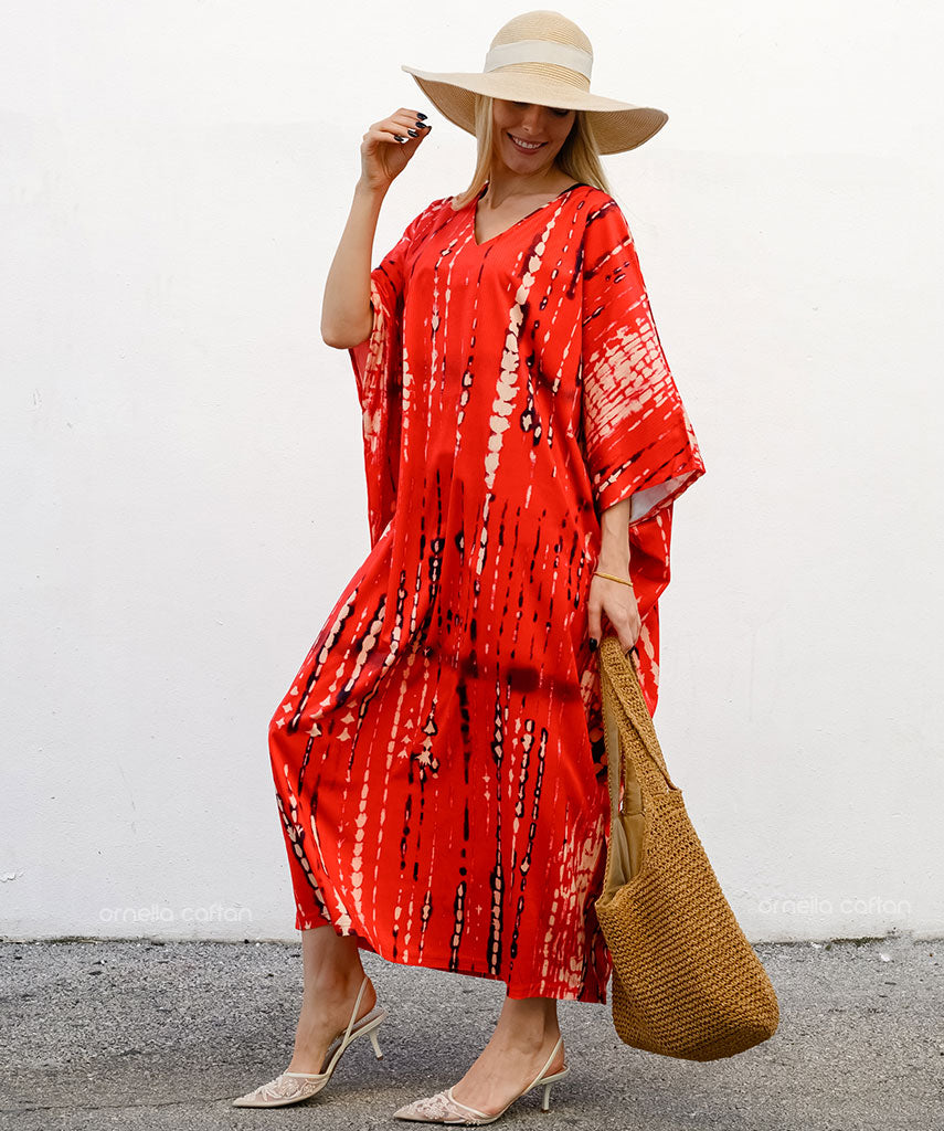 Kaftan Sienna Bali - Vermelho Estampado