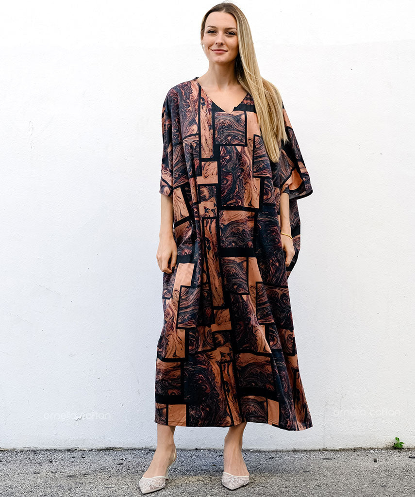 Kaftan Sienna Zuri - Terracota Geométrico