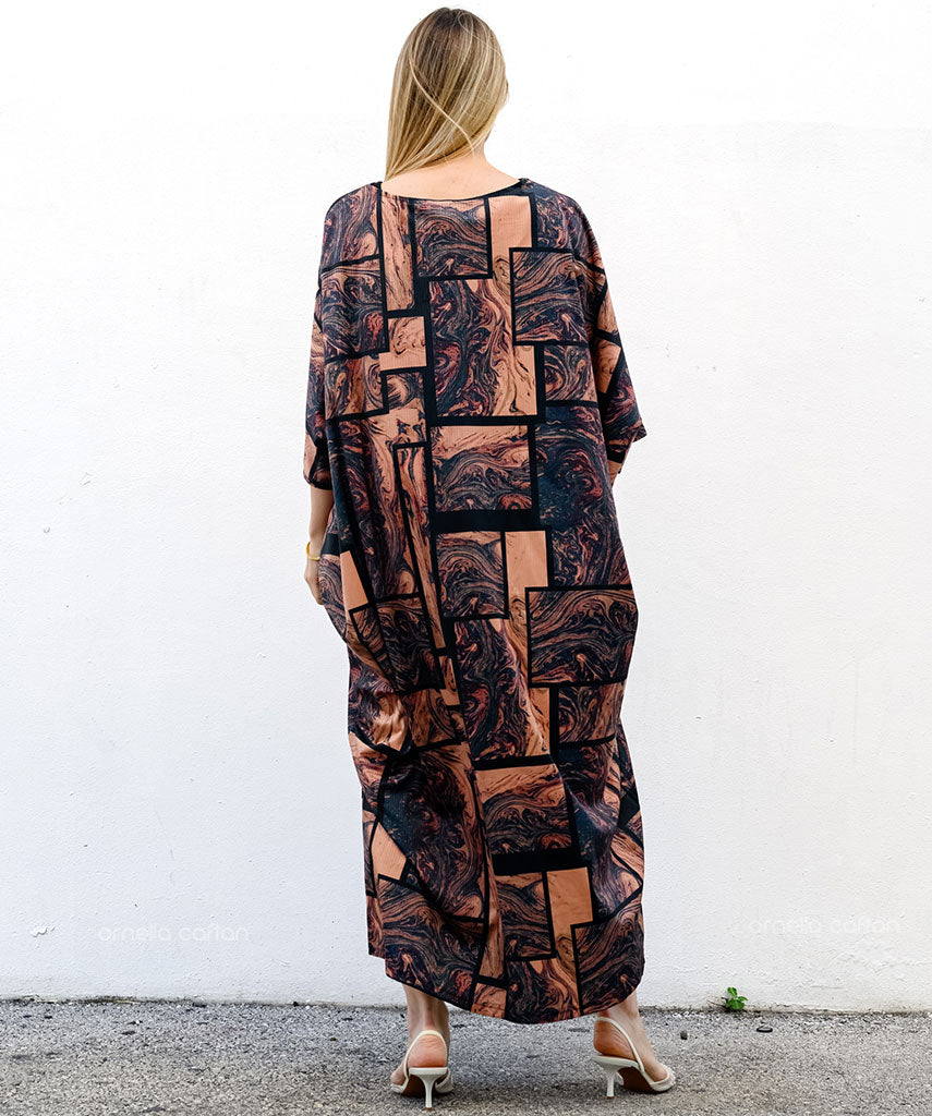 Kaftan Sienna Zuri - Terracota Geométrico