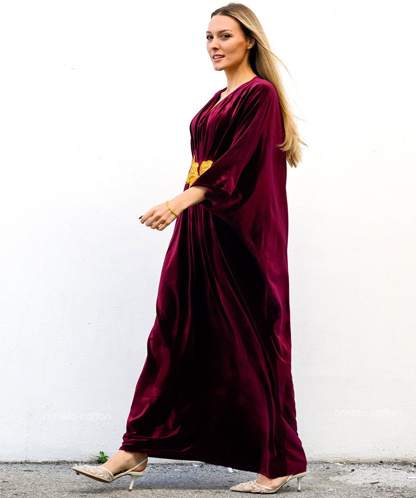 Kaftan Sienna Nour - Vinho Acetinado