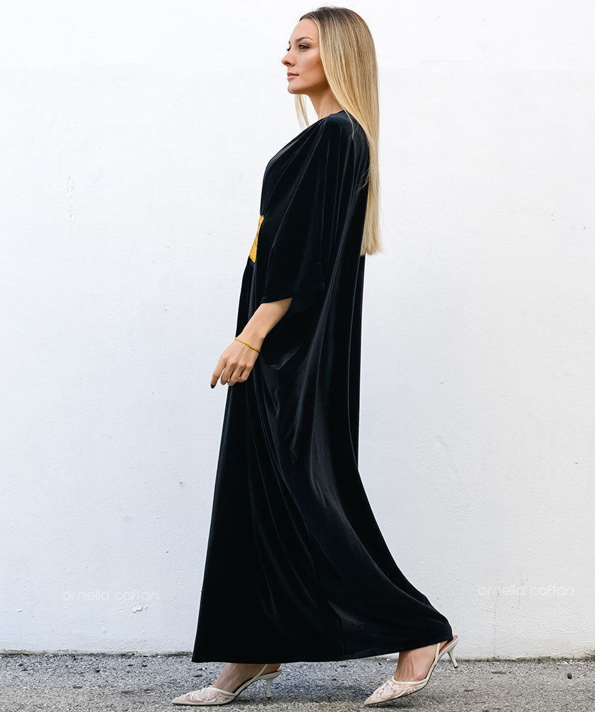 Kaftan Sienna Nour - Preto Acetinado