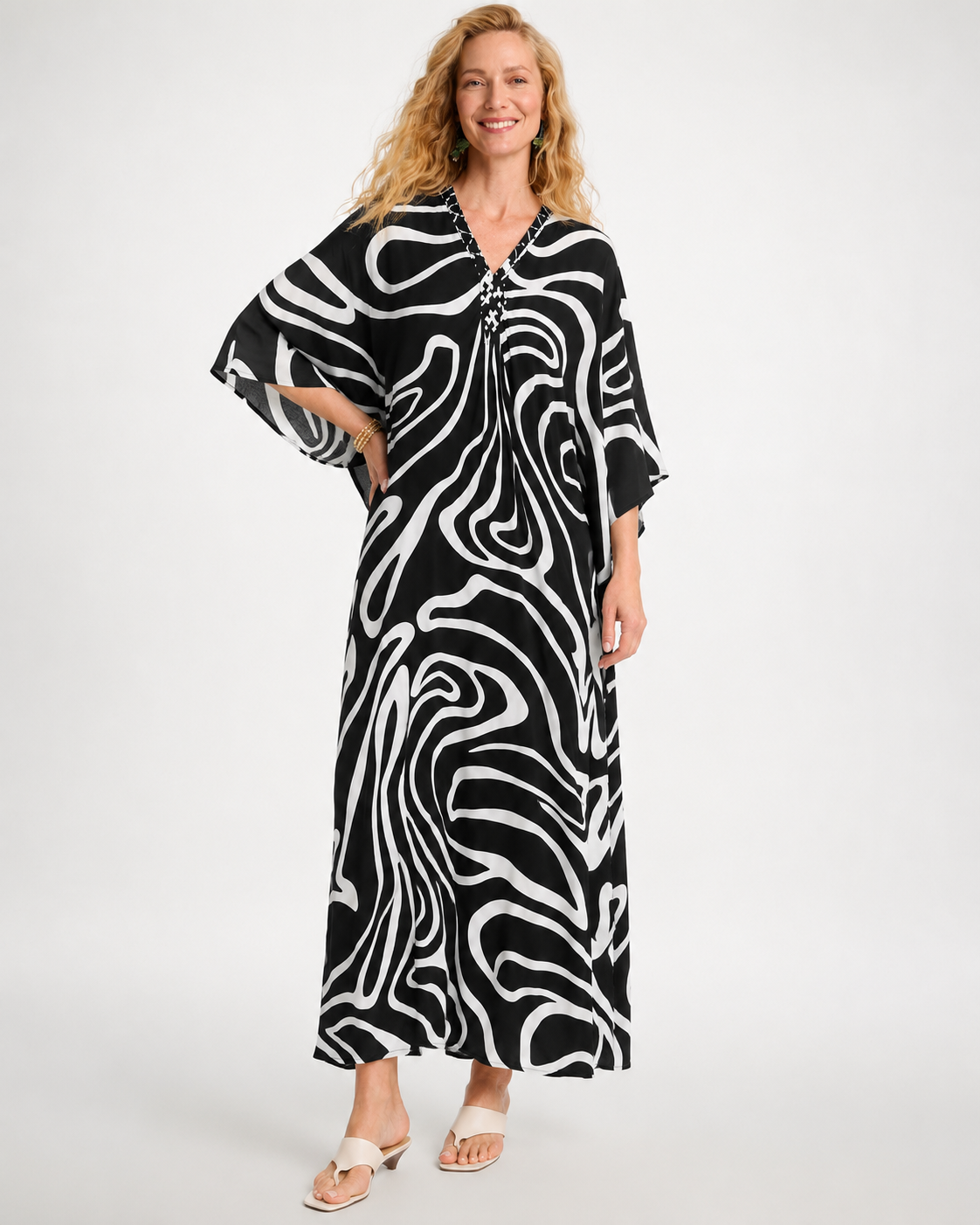 Kaftan Sienna Zuri - Abstrato P&B